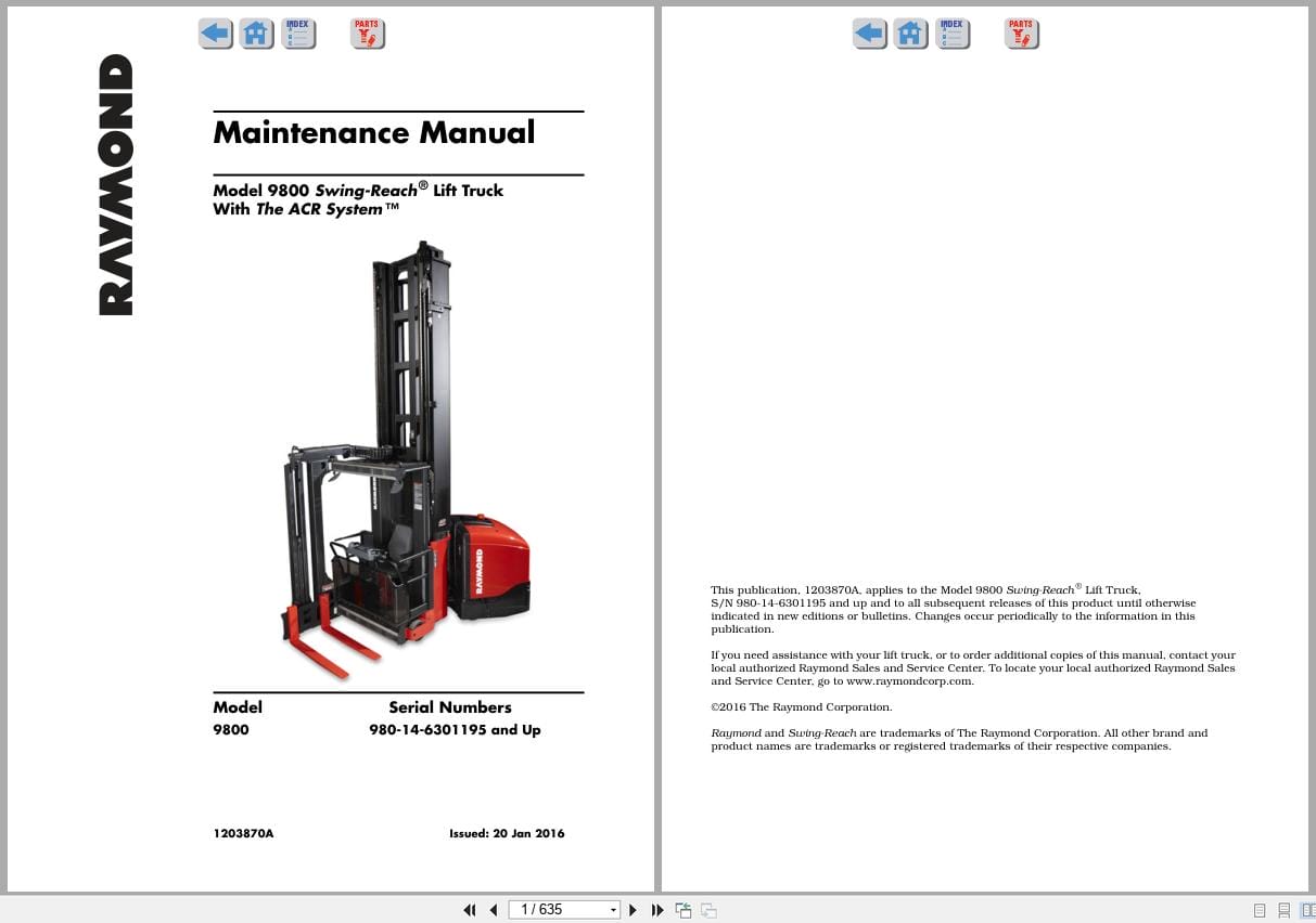 Raymond Swing Reach 9800 Maintenance Manual 1203870A 2016 (1)