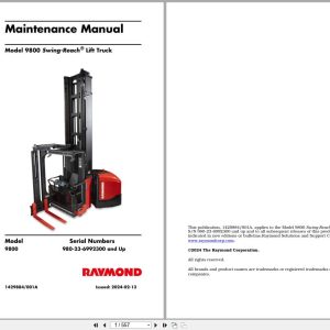 Raymond Swing Reach 9800 Maintenance Manual 1429884001A 2024 (1)