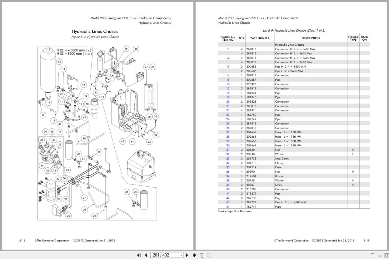 Raymond Swing Reach 9800 Parts Manual 1203872 2016 (2)