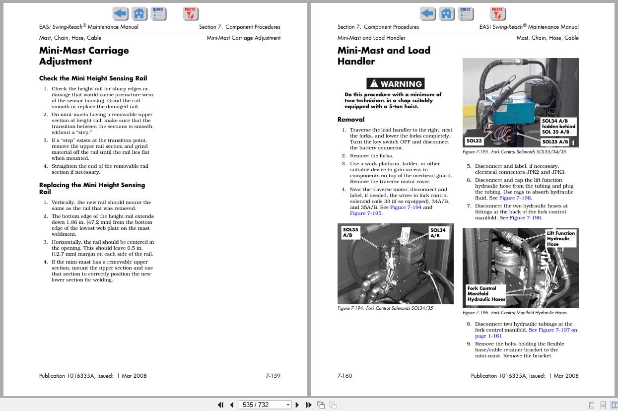 Raymond Swing Reach EASi SA SB Maintenance Manual 1016335A 2008 (2)