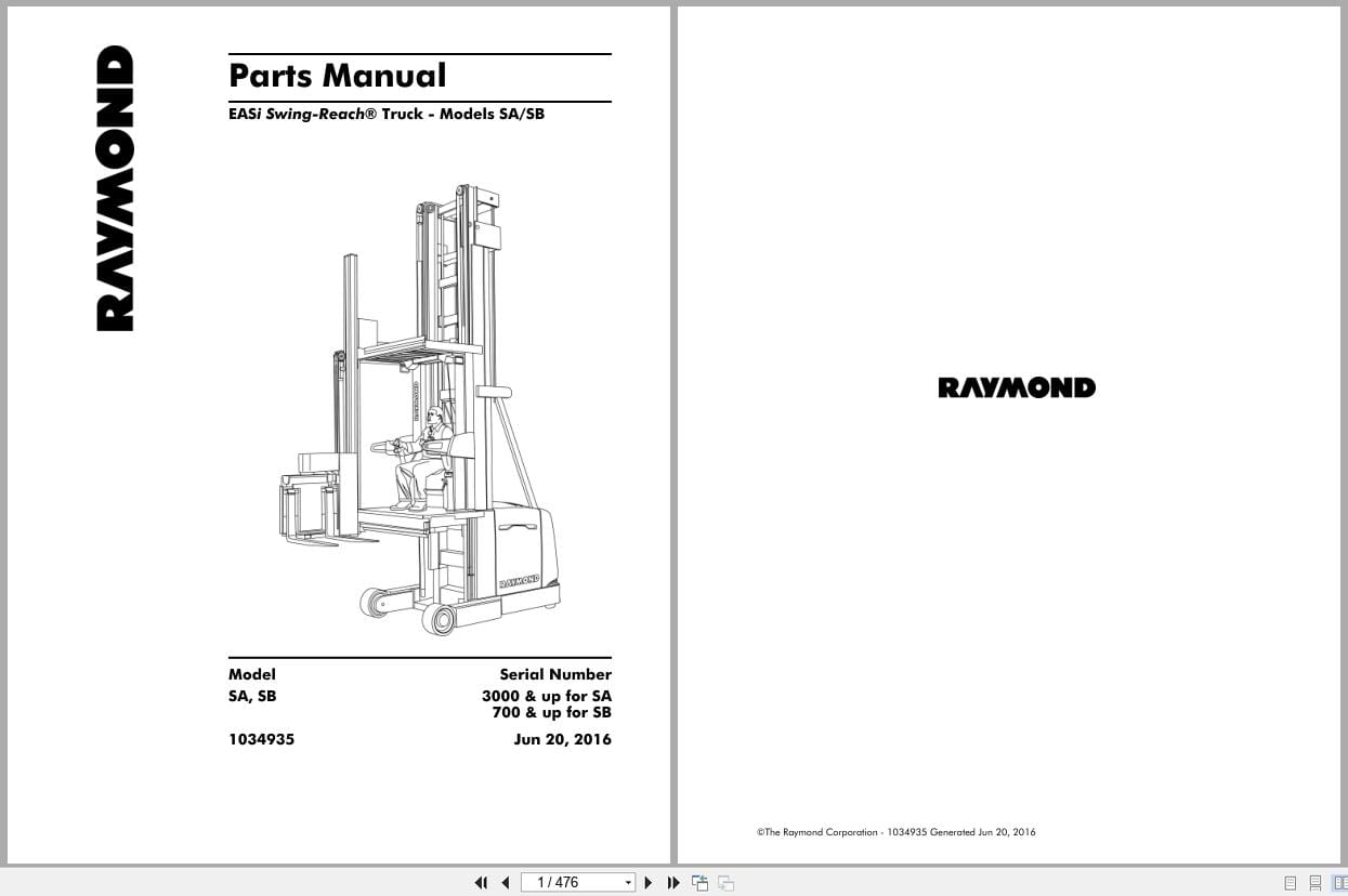Raymond Swing Reach EASi SA SB Parts Manual 1034935 2016 (1)