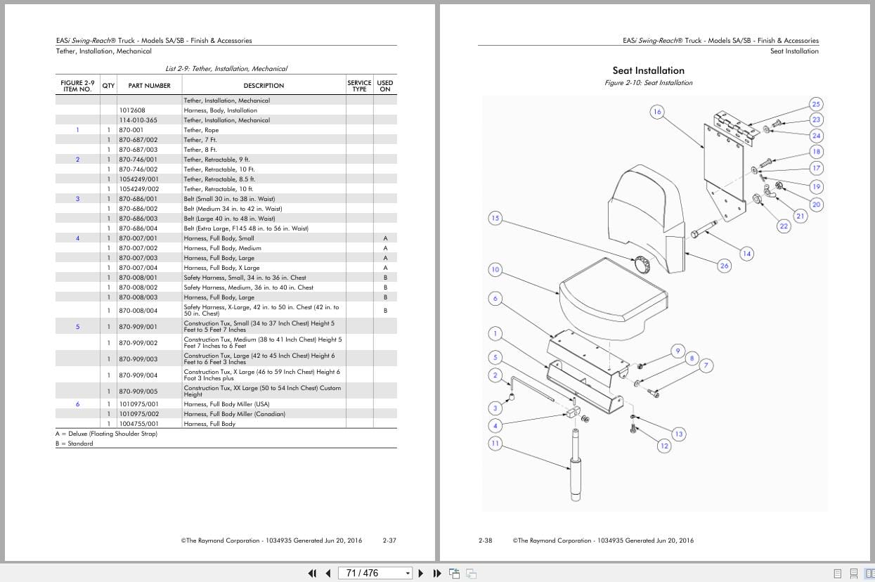 Raymond Swing Reach EASi SA SB Parts Manual 1034935 2016 (3)