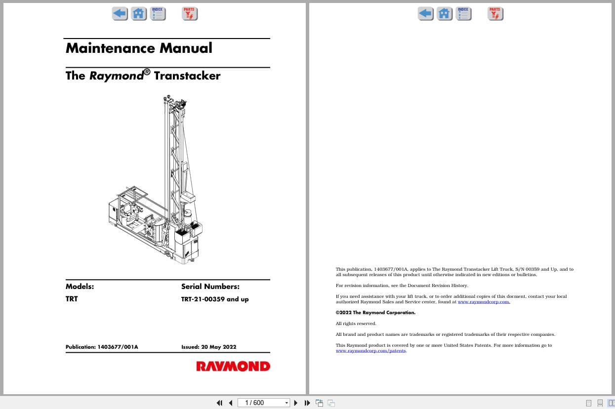 Raymond Transtacker TRT Maintenance Manual 1403677001A 2022 (1)