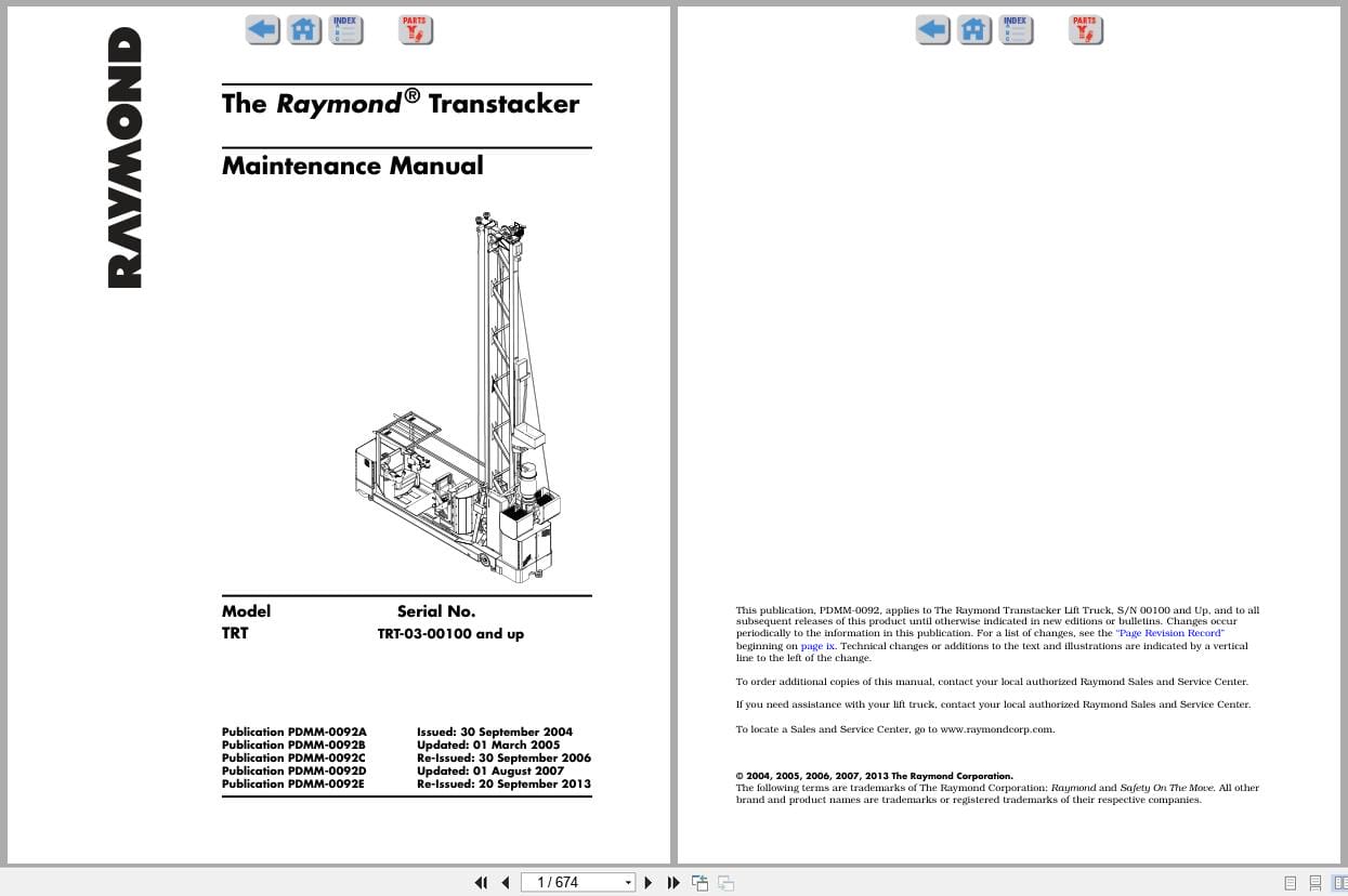 Raymond Transtacker TRT Maintenance Manual PDMM 0092A 2004 (1)