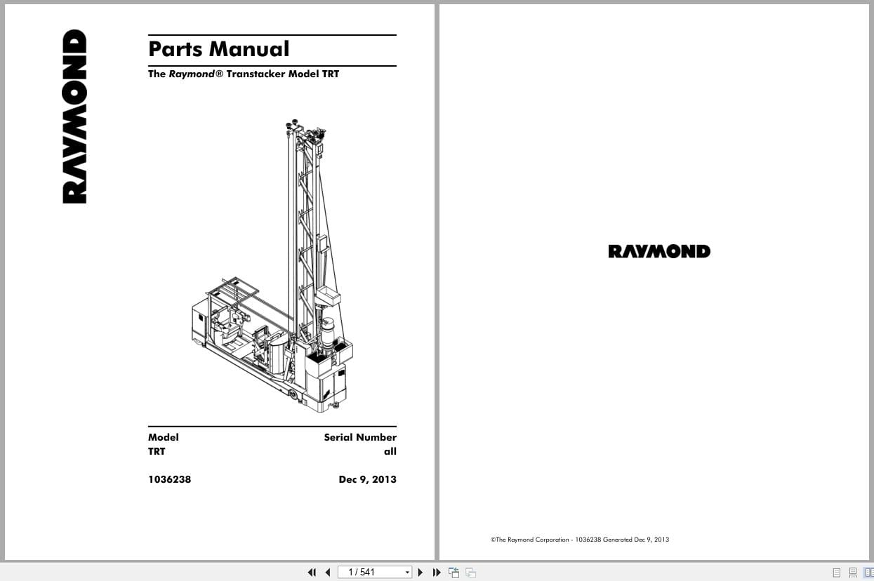 Raymond Transtacker TRT Parts Manual 1036238 2013 (1)