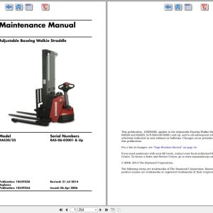 Raymond Walkie Stacker RAS20 RAS25 Maintenance Manual 1055925B 2014 (1)