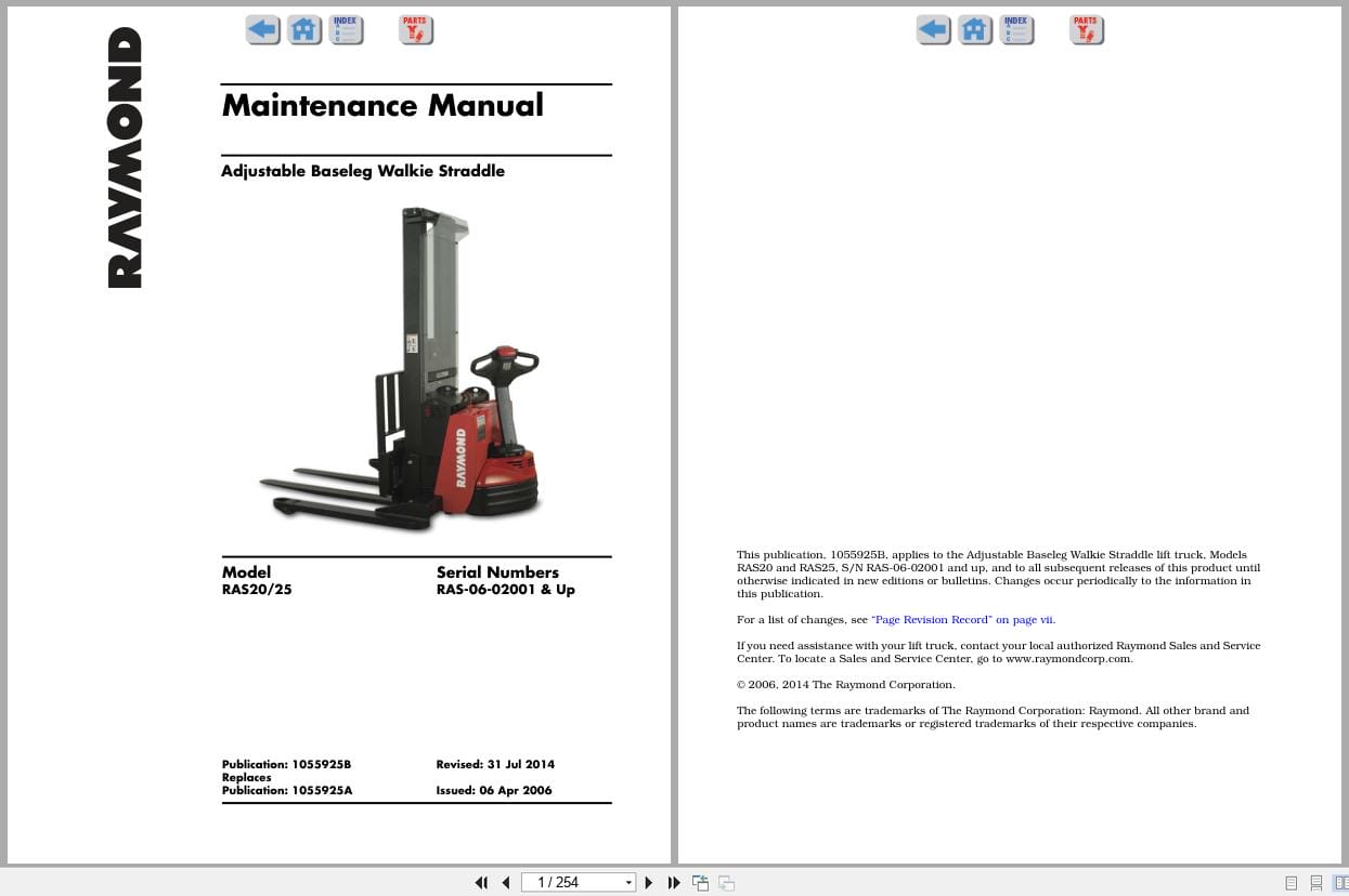 Raymond Walkie Stacker RAS20 RAS25 Maintenance Manual 1055925B 2014 (1)
