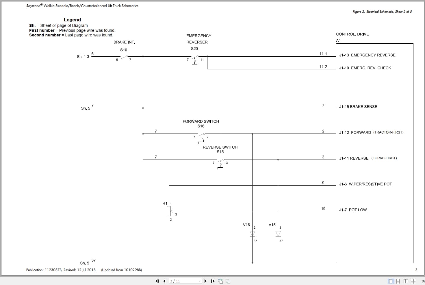 Raymond Walkie Stacker RCS20 to RRS30 Hydraulic Electrical Schematic 1123087B 2018 (2)