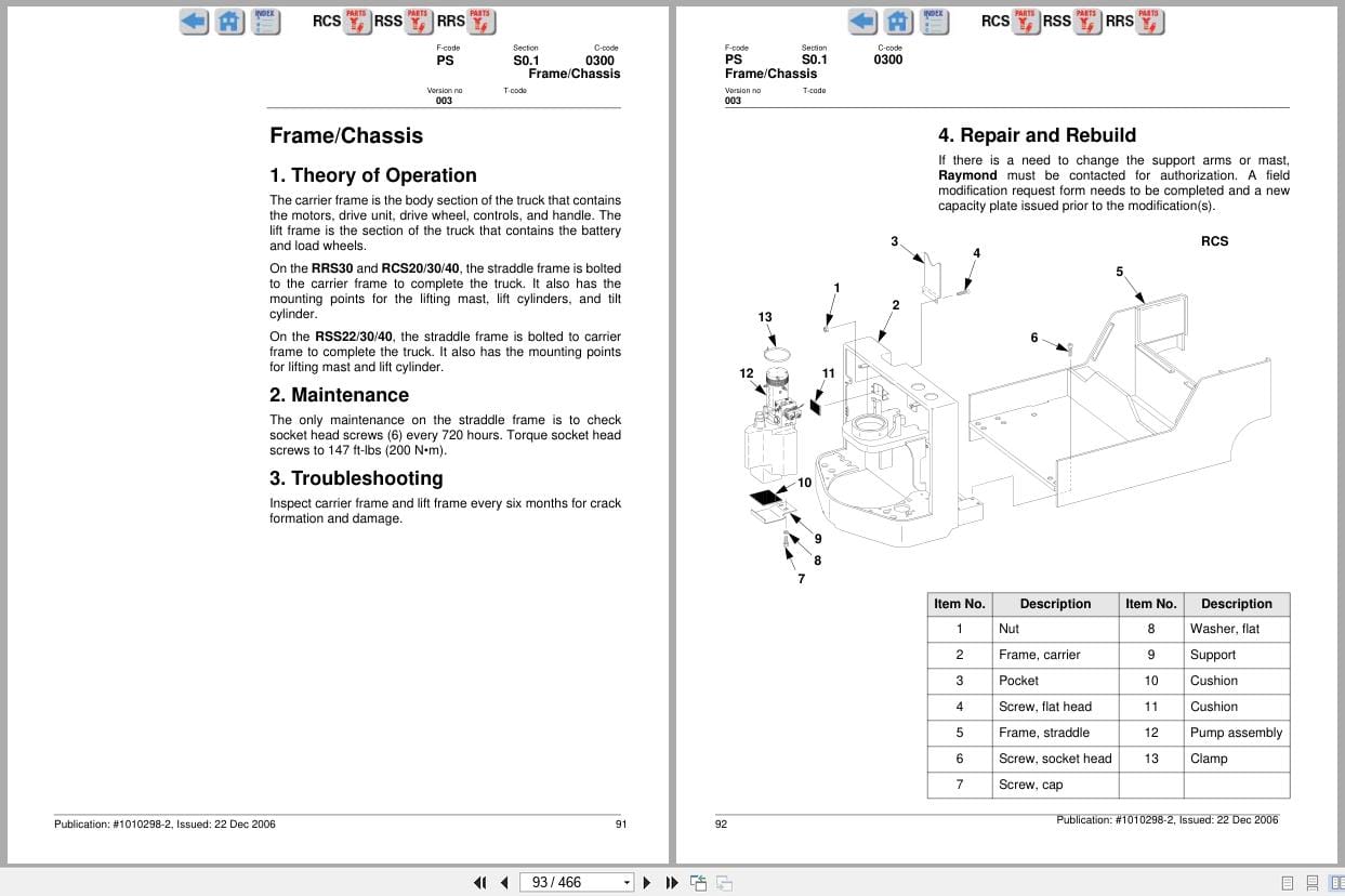 Raymond Walkie Stacker RCS20 to RRS30 Maintenance Manual 1010298 2 2006 (2)