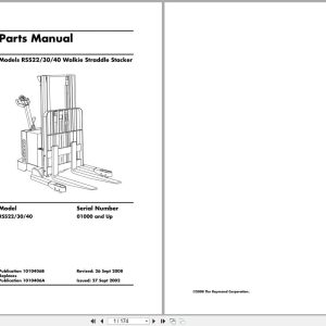 Raymond Walkie Stacker RSS22 RSS30 RSS40 Parts Manual 1010406B 2008 (1)