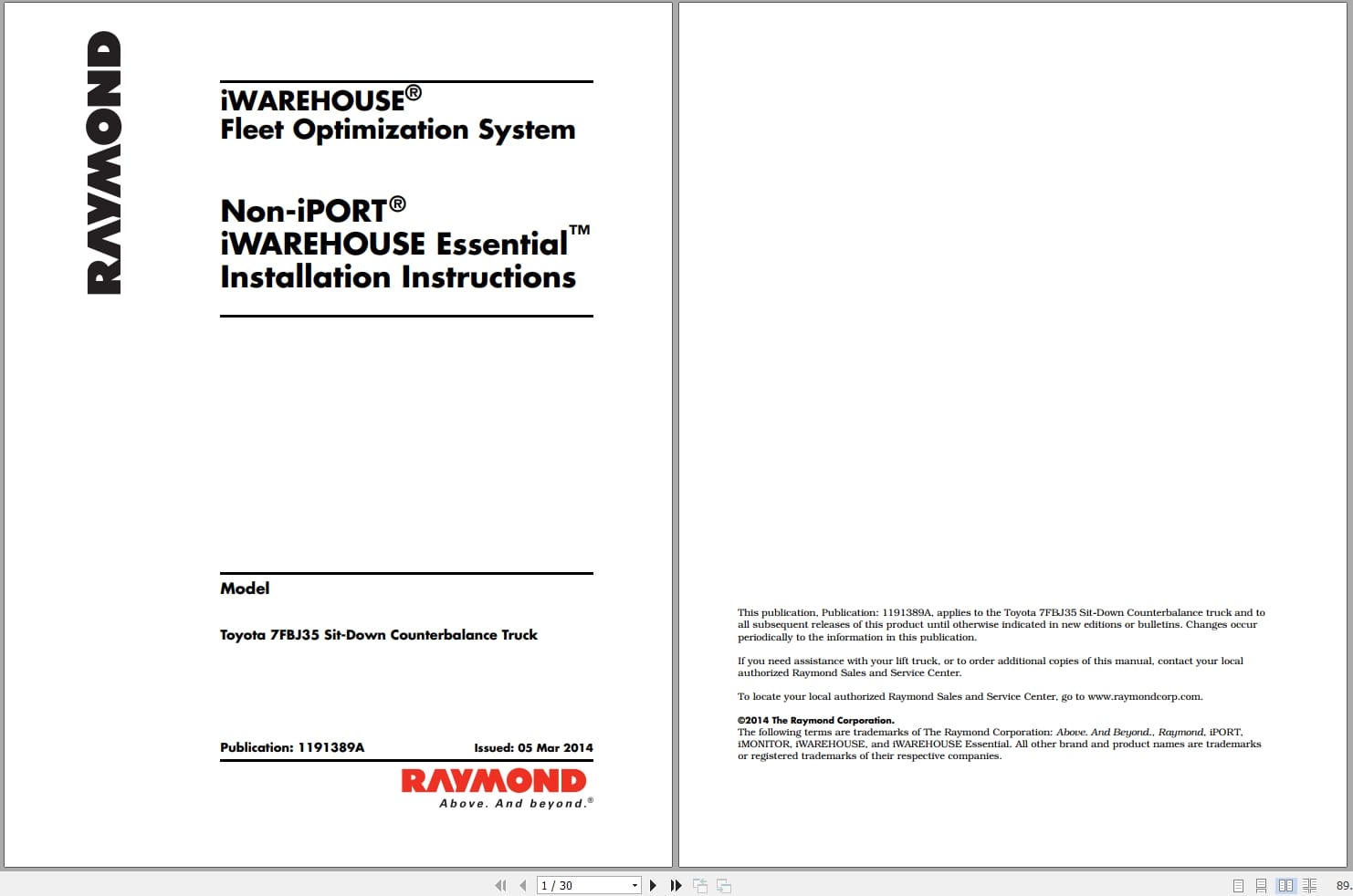 Raymond iW Essential Schematic Installation Manuals (1)