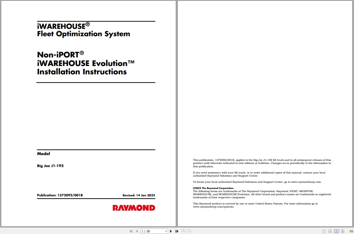 Raymond iW Evolution Installation Maintenance User Guide Manuals (1)