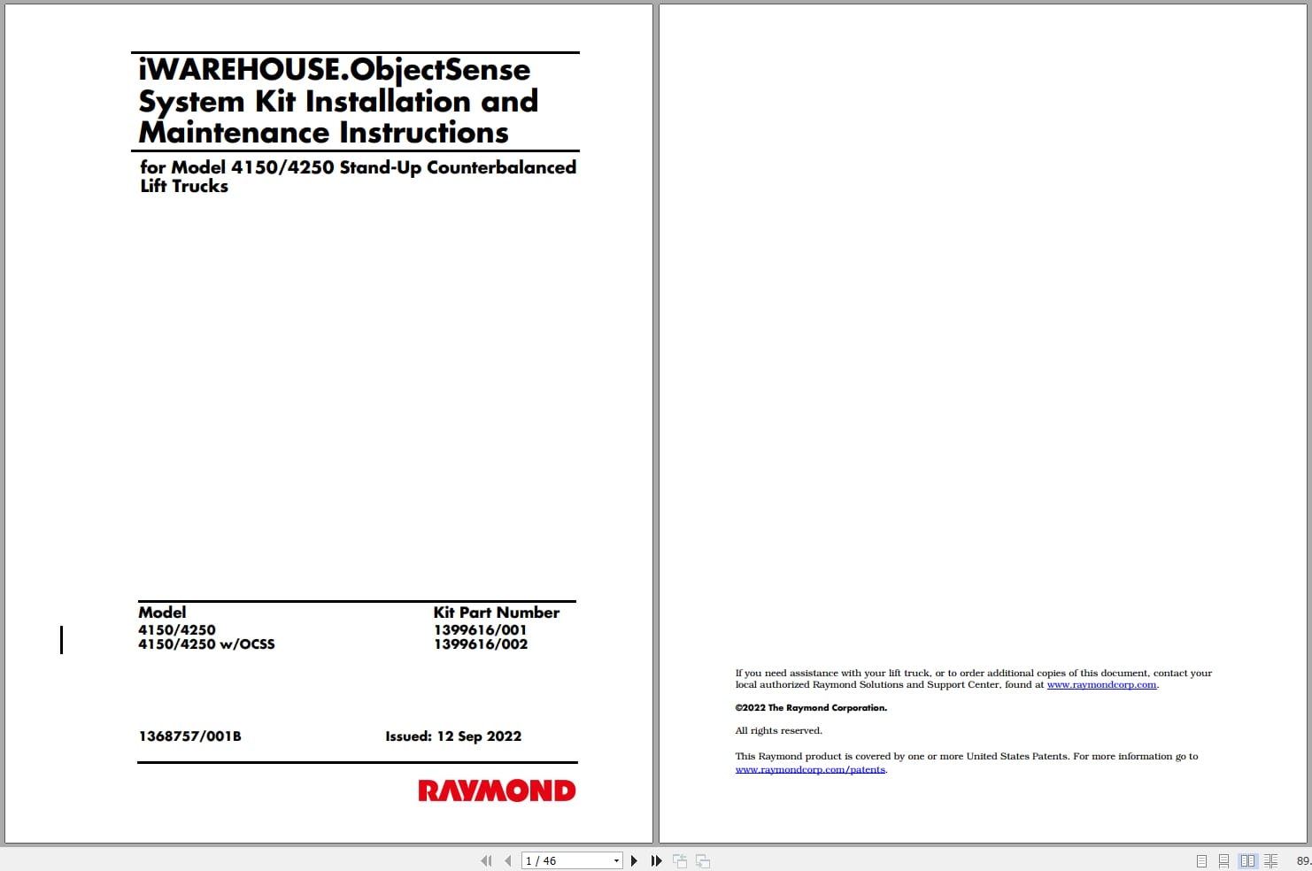 Raymond iW.ObjectSense Installation Maintenance Manuals (1)