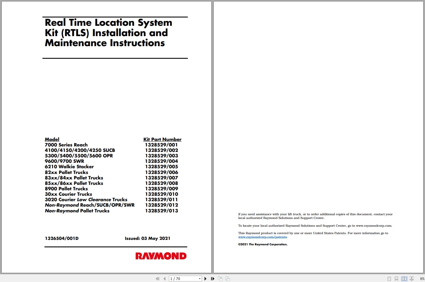 Raymond iW.RTLS Installation Maintenance Manuals (1)