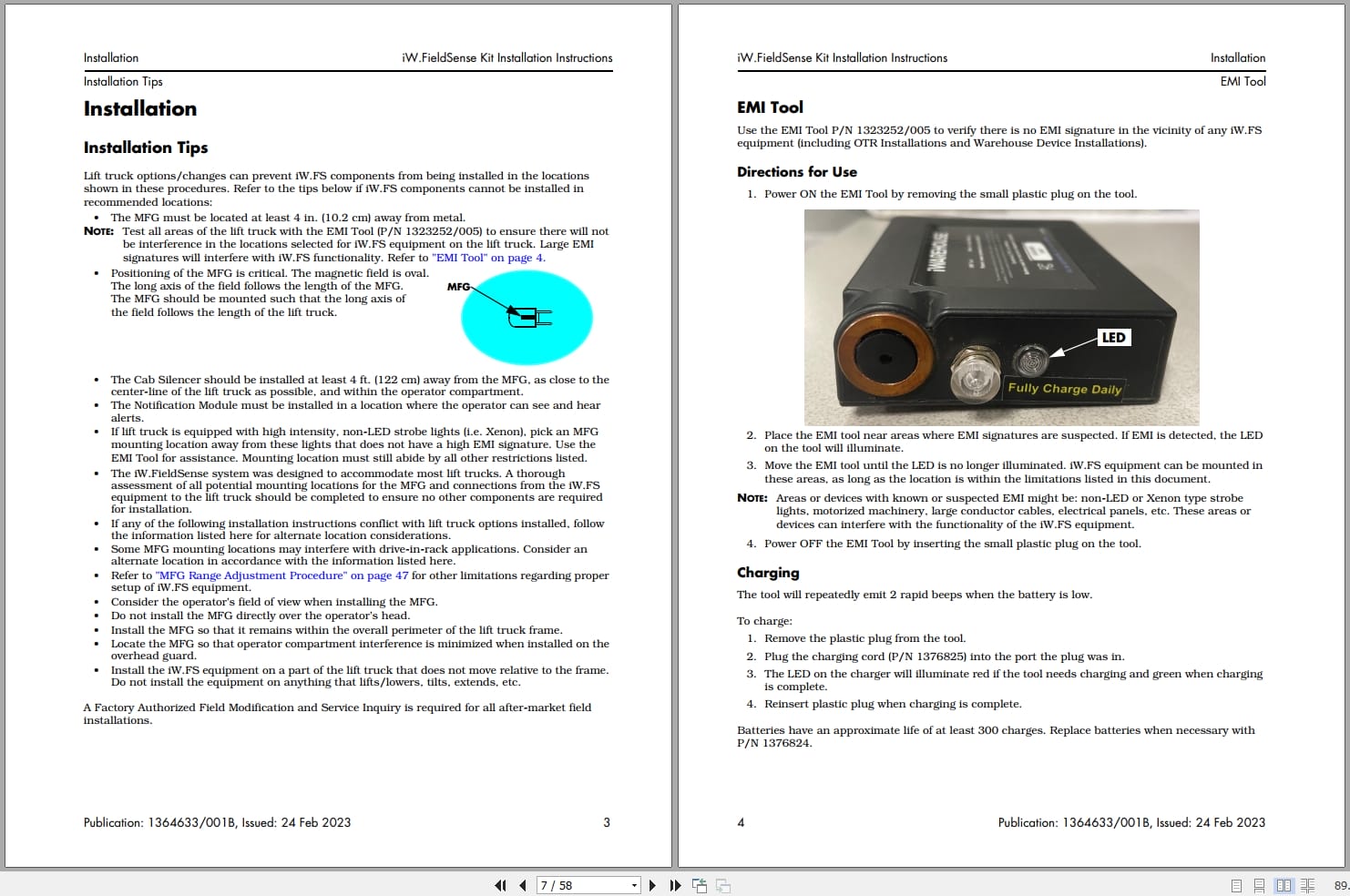 Raymond iWH iW.FieldSense Installation User Guide Manuals (2)
