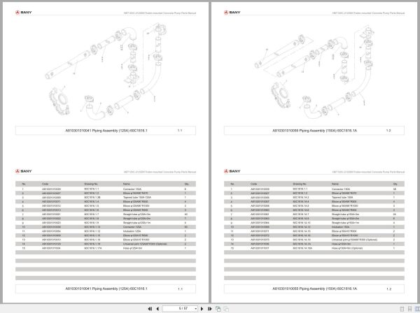 Sany Trailer Mounted Concrete Pump HBT120C 2120DIII Parts Manual (2)