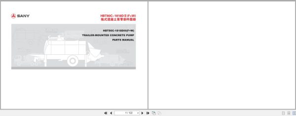 Sany Trailer Mounted Concrete Pump HBT80C 1818DIII(F+W) Parts Manual (1) Sany Trailer Mounted Concrete Pump HBT80C 1818DIII(F+W) Parts Manual (1)