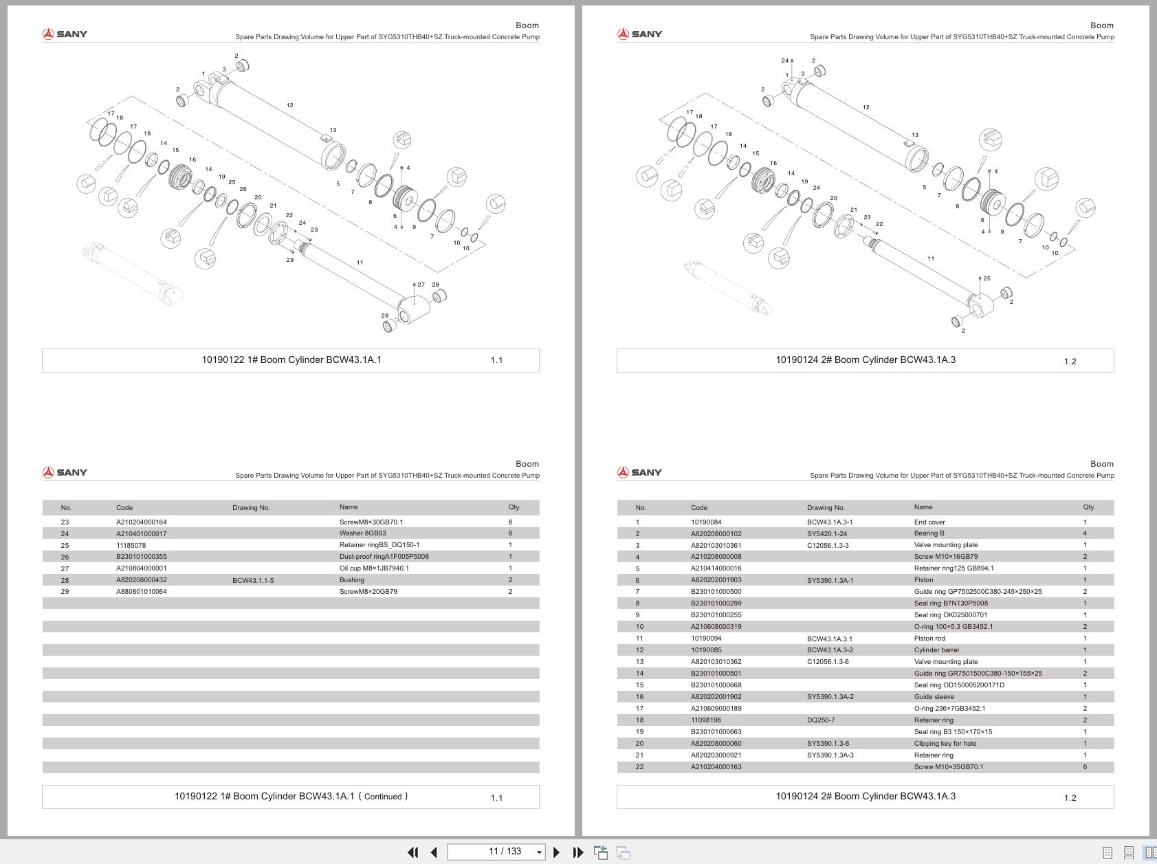 Sany Truck Mounted Concrete Pump SYG5310THB40+SZ Parts Book (2)