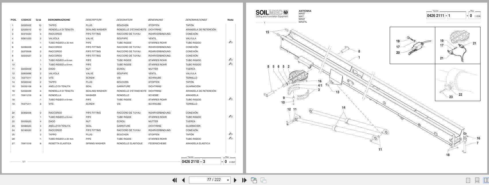 Soilmec Hydraulic Drilling Rig SR 70 Spare Parts Catalog CR426002 Rev.1 (2)