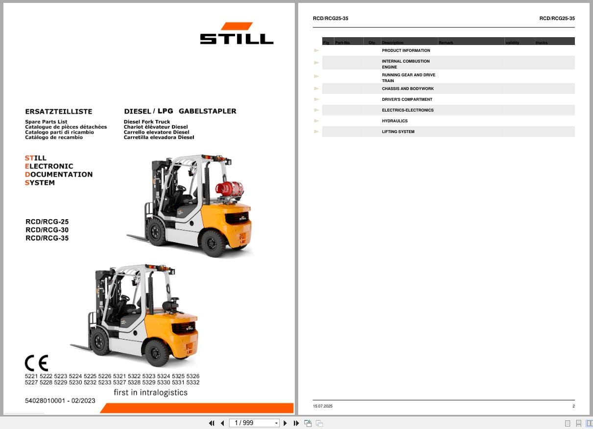 Still Forklift RCD 25 to RCG 35 Parts Manual 54028010001 2023 (1)