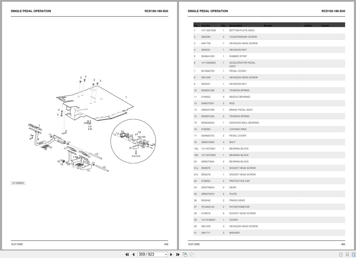 Still Forklift RCD100 RCD180 Parts Manual 14118010211 (2)