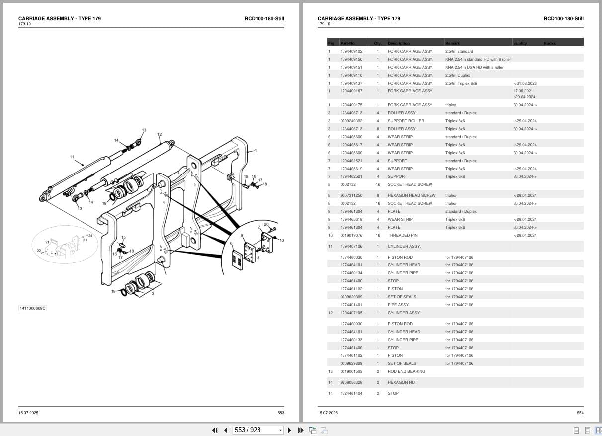 Still Forklift RCD100 RCD180 Parts Manual 14118010211 (3)