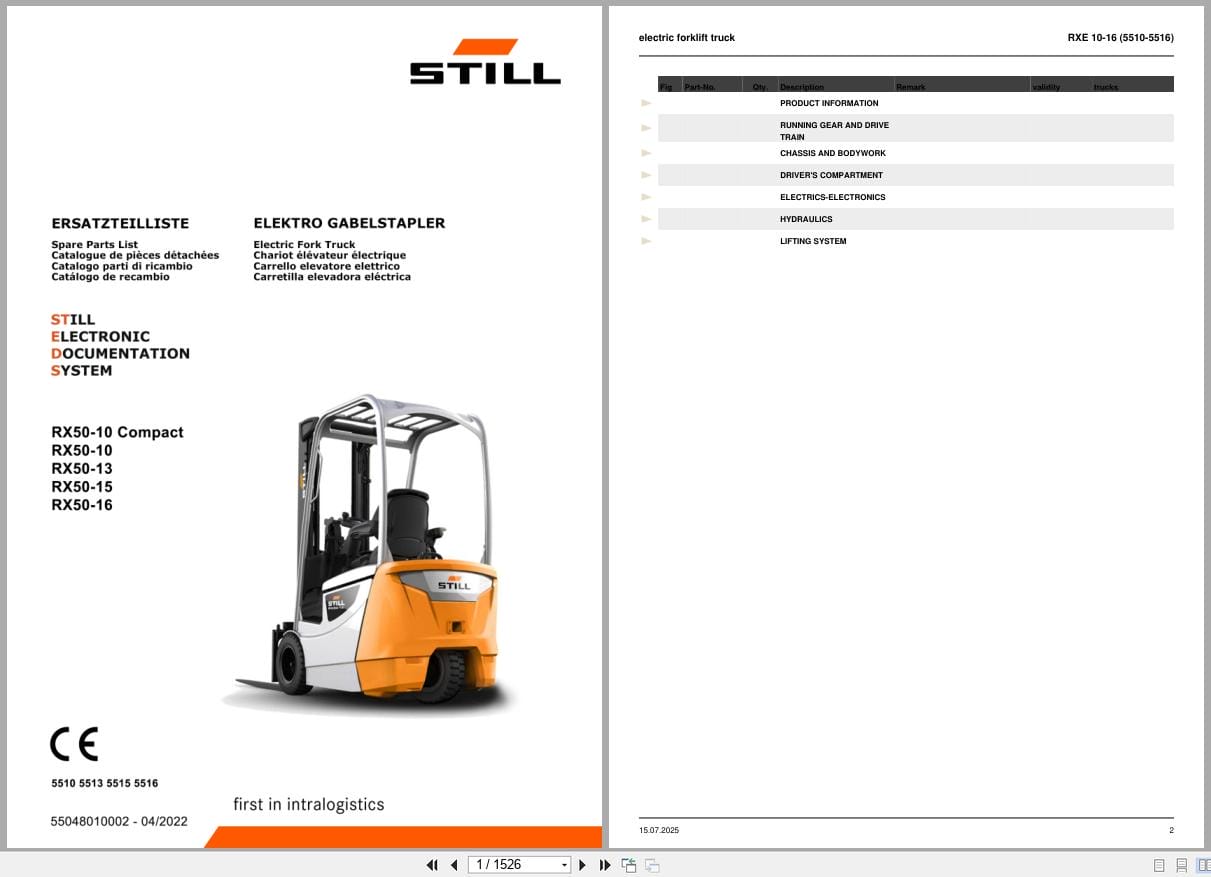Still Forklift RX50 10 to RX50 16 Parts Manual 55048010002 2022 (1)