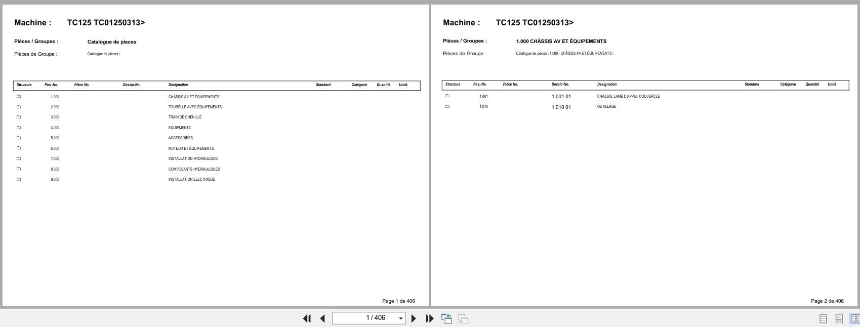 Terex Crawler Excavator TC125 TC01250313 Spare Parts Catalog FR (1)