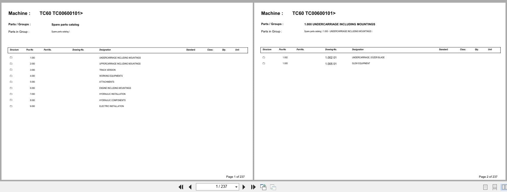 Terex Crawler Excavator TC60 TC00600101 Spare Parts Catalog (1)