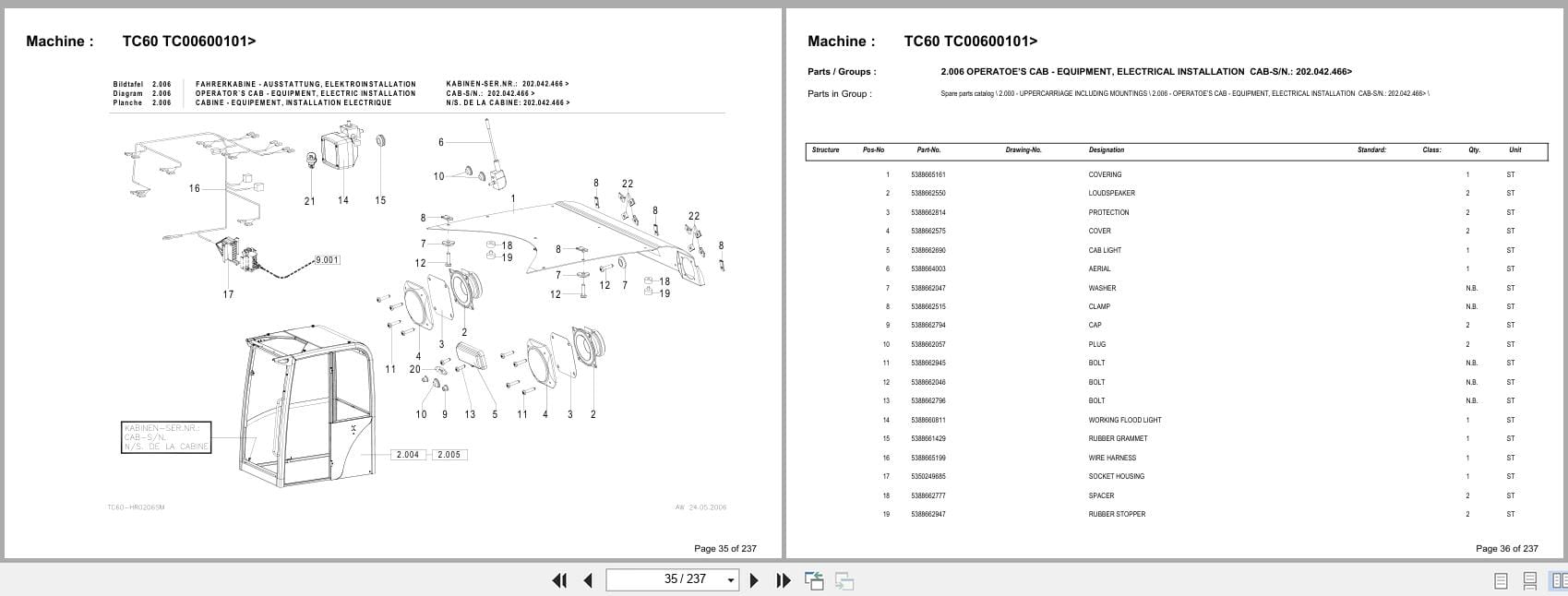 Terex Crawler Excavator TC60 TC00600101  Spare Parts Catalog (2)