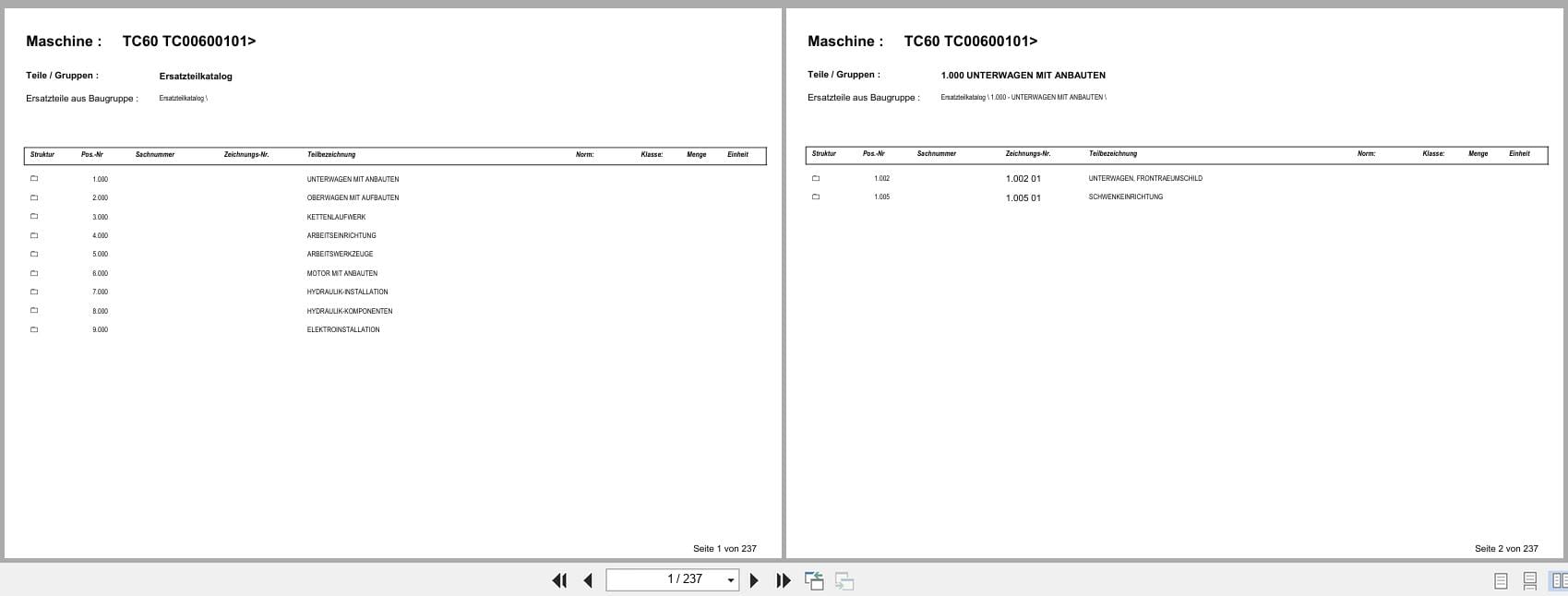 Terex Crawler Excavator TC60 TC00600101 Spare Parts Catalog DE (1)
