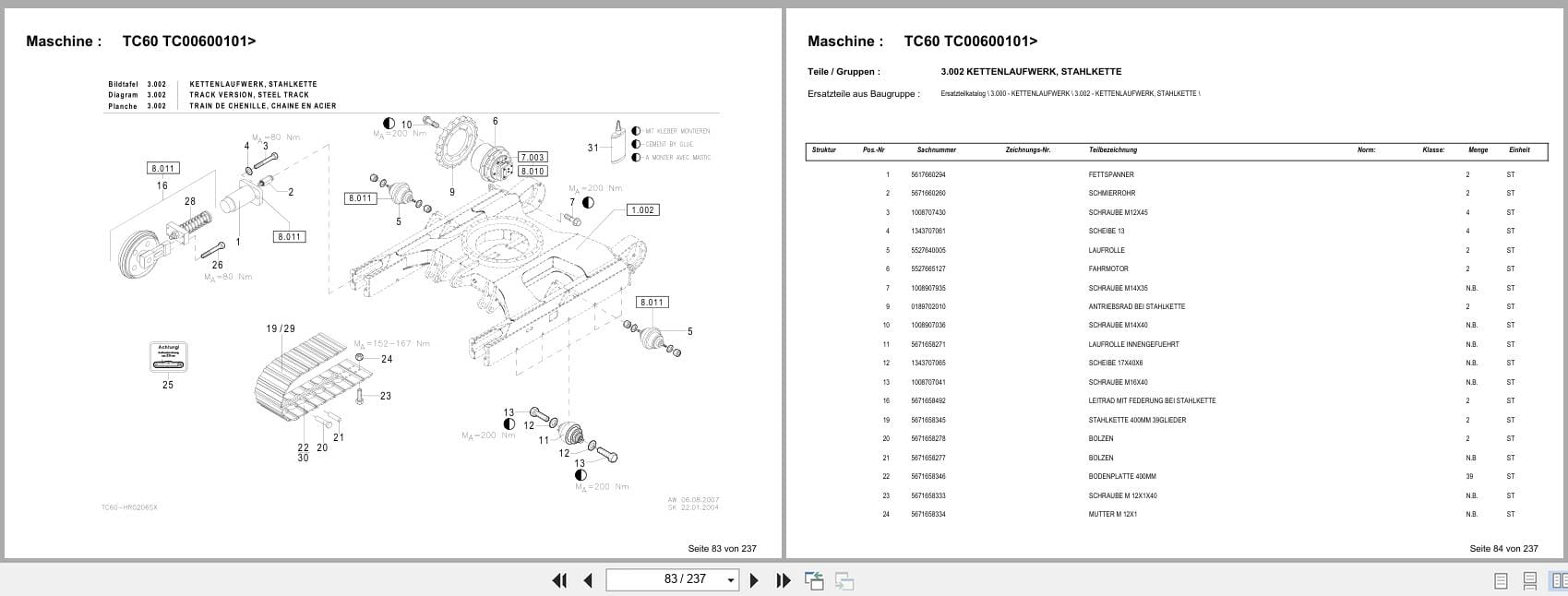 Terex Crawler Excavator TC60 TC00600101  Spare Parts Catalog DE (2)