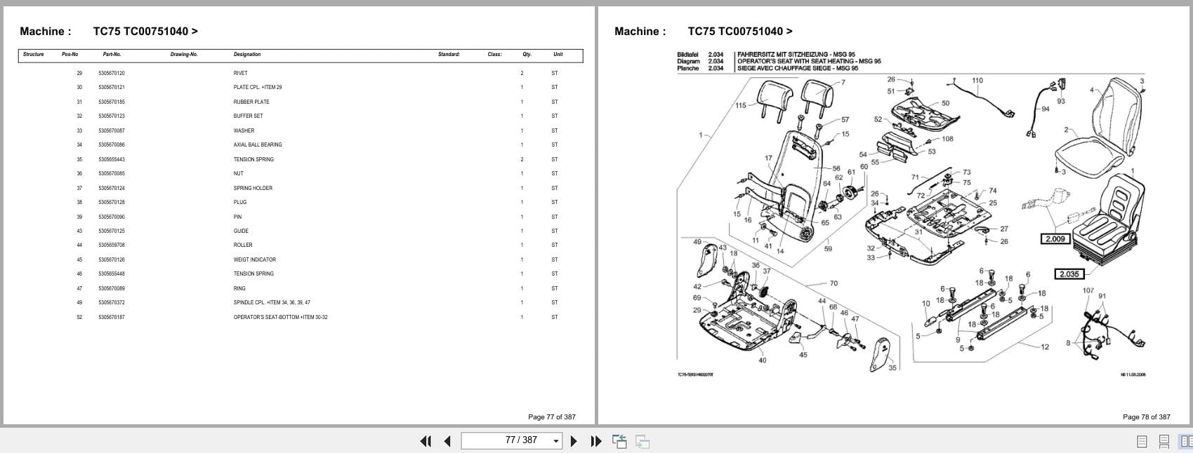 Terex Crawler Excavator TC75 TC00751040  Spare Parts Catalog (2)