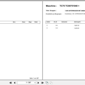 Terex Crawler Excavator TC75 TC00751040  Spare Parts Catalog DE (1)