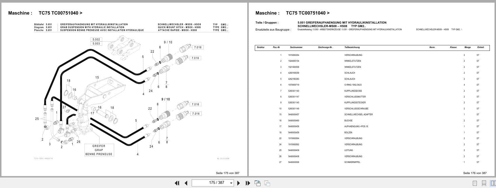 Terex Crawler Excavator TC75 TC00751040  Spare Parts Catalog DE (2)