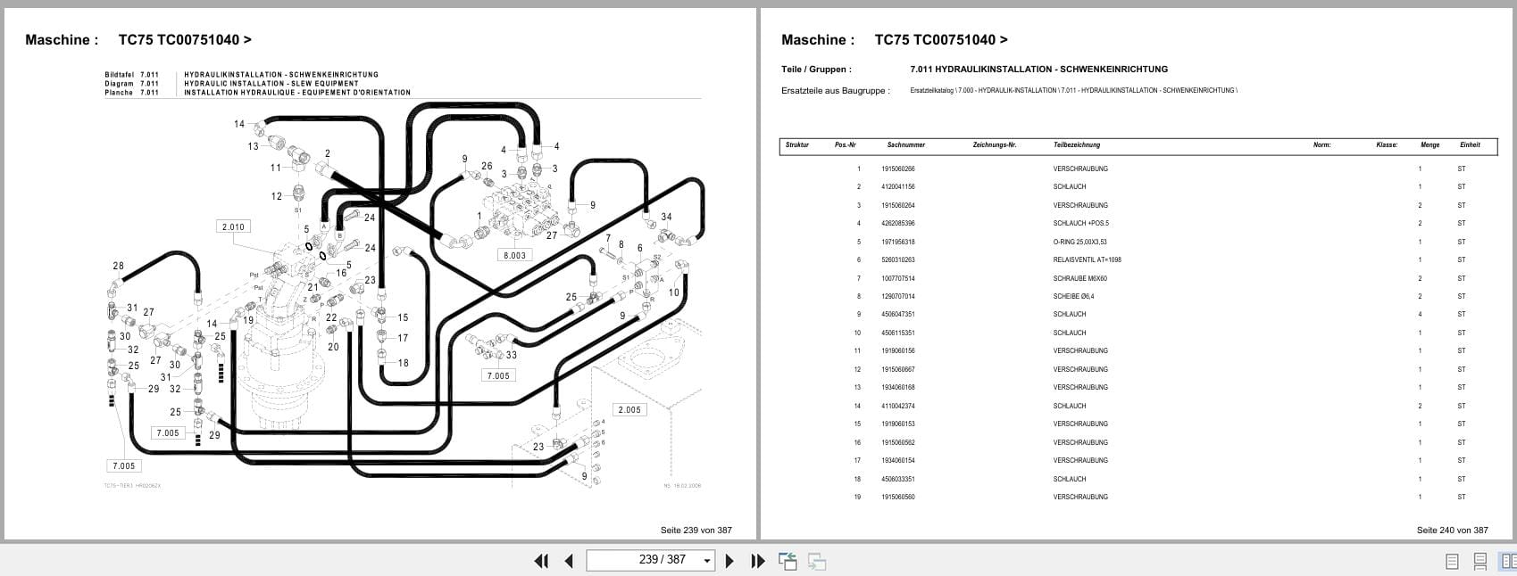 Terex Crawler Excavator TC75 TC00751040  Spare Parts Catalog DE (3)