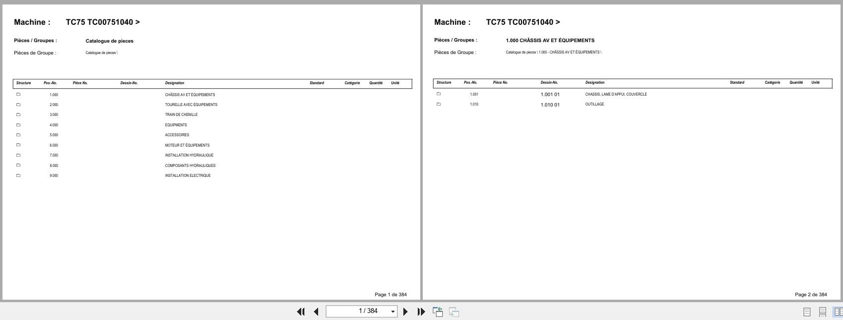 Terex Crawler Excavator TC75 TC00751040 Spare Parts Catalog FR (1)