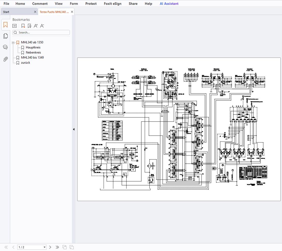 Terex Fuchs Material Handlers MHL340 Electrical and Hydraulic Diagram (2)