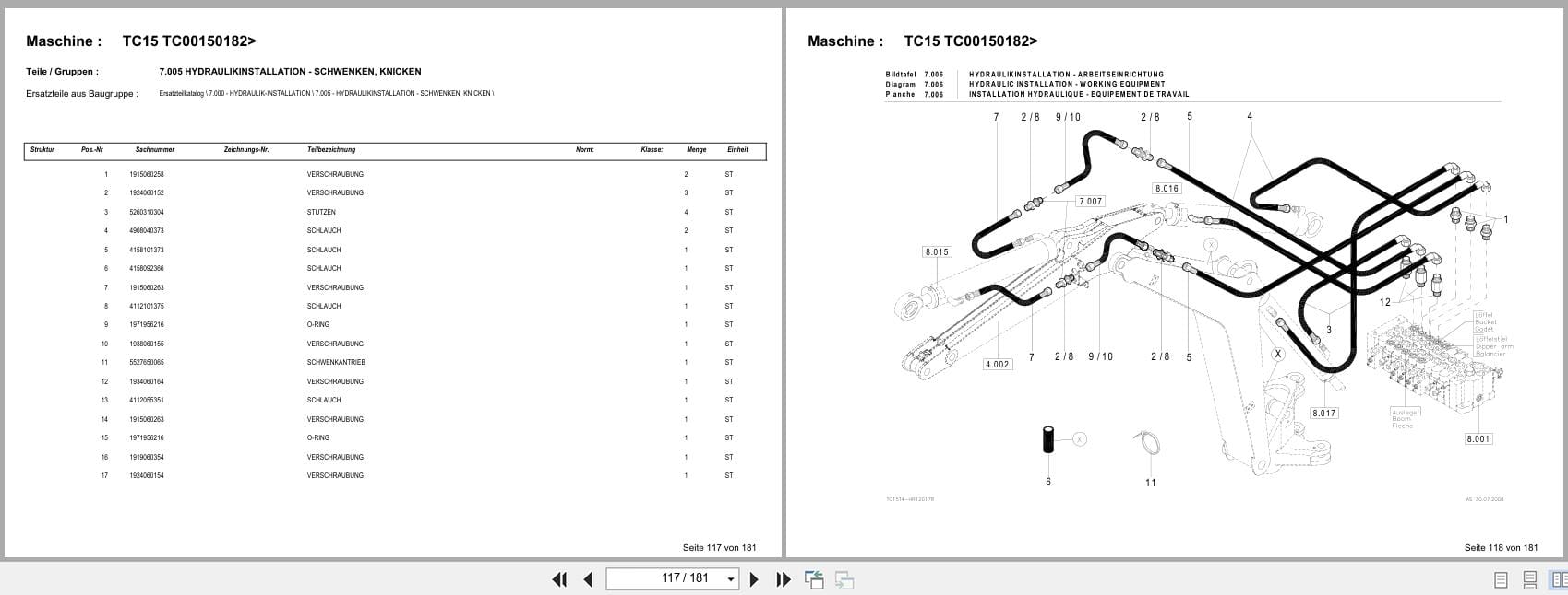 Terex Mini Excavator TC15 TC00150182  Spare Parts Catalog DE (3)