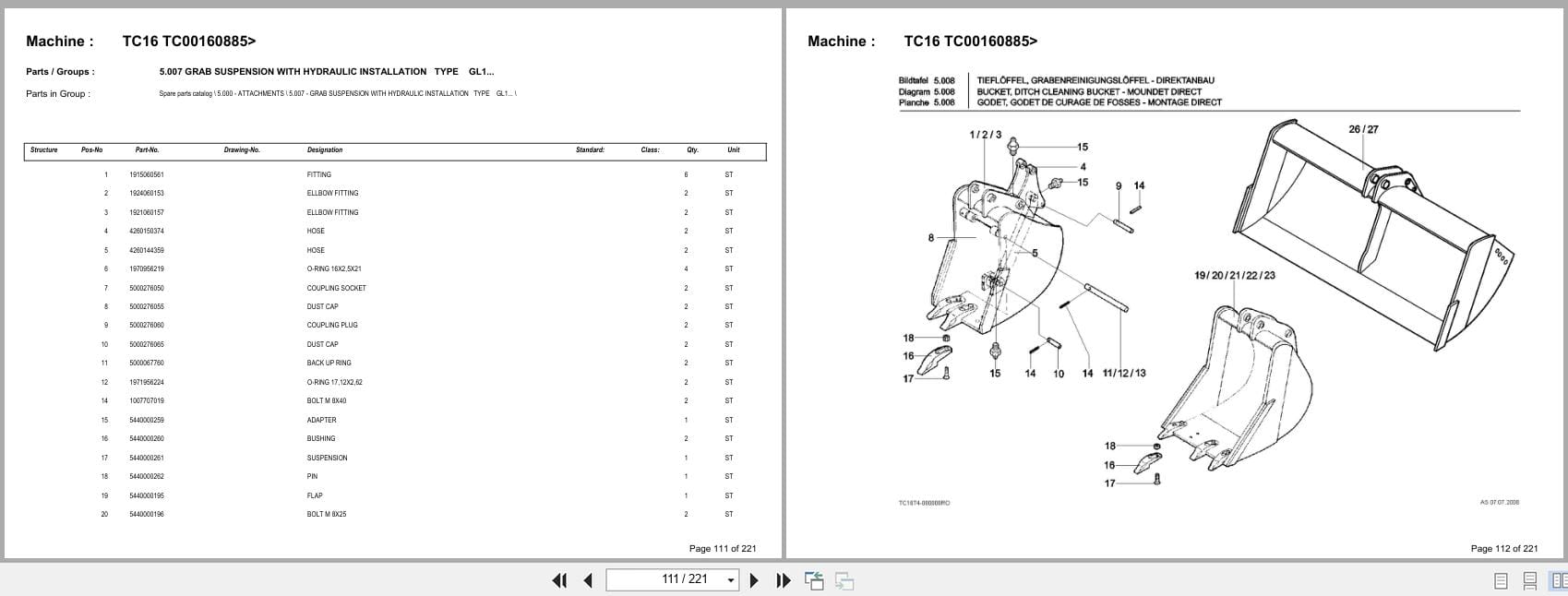 Terex Mini Excavator TC16 TC00160885  Spare Parts Catalog (2)