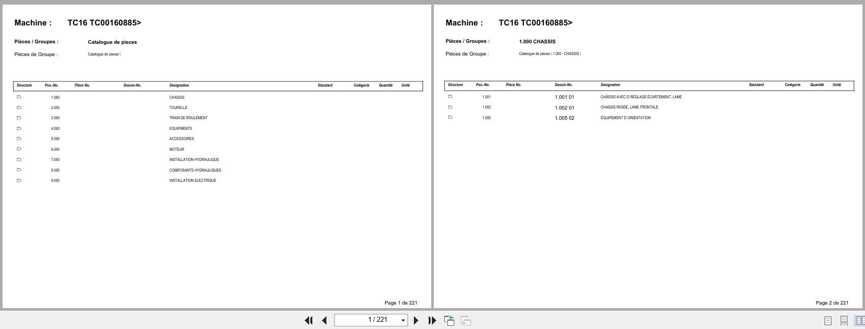 Terex Mini Excavator TC16 TC00160885  Spare Parts Catalog FR (1)