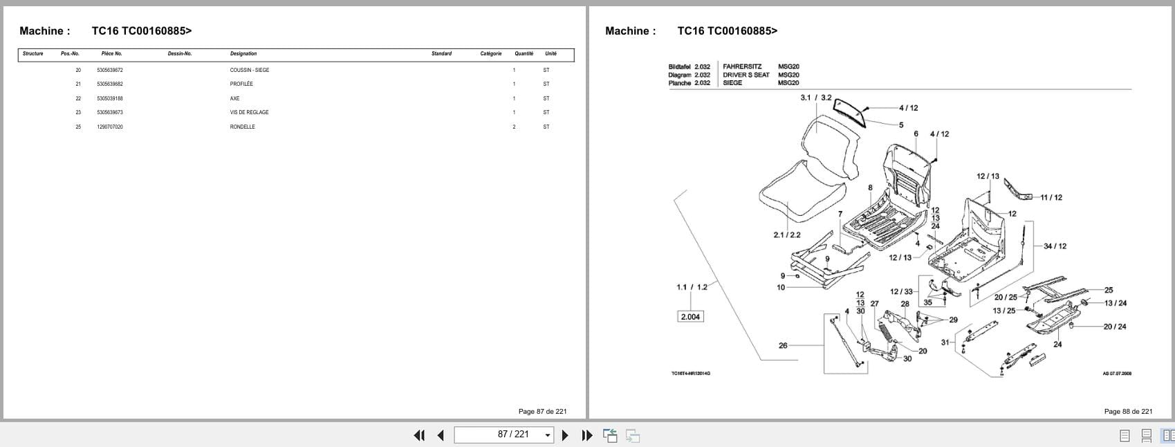 Terex Mini Excavator TC16 TC00160885  Spare Parts Catalog FR (2)
