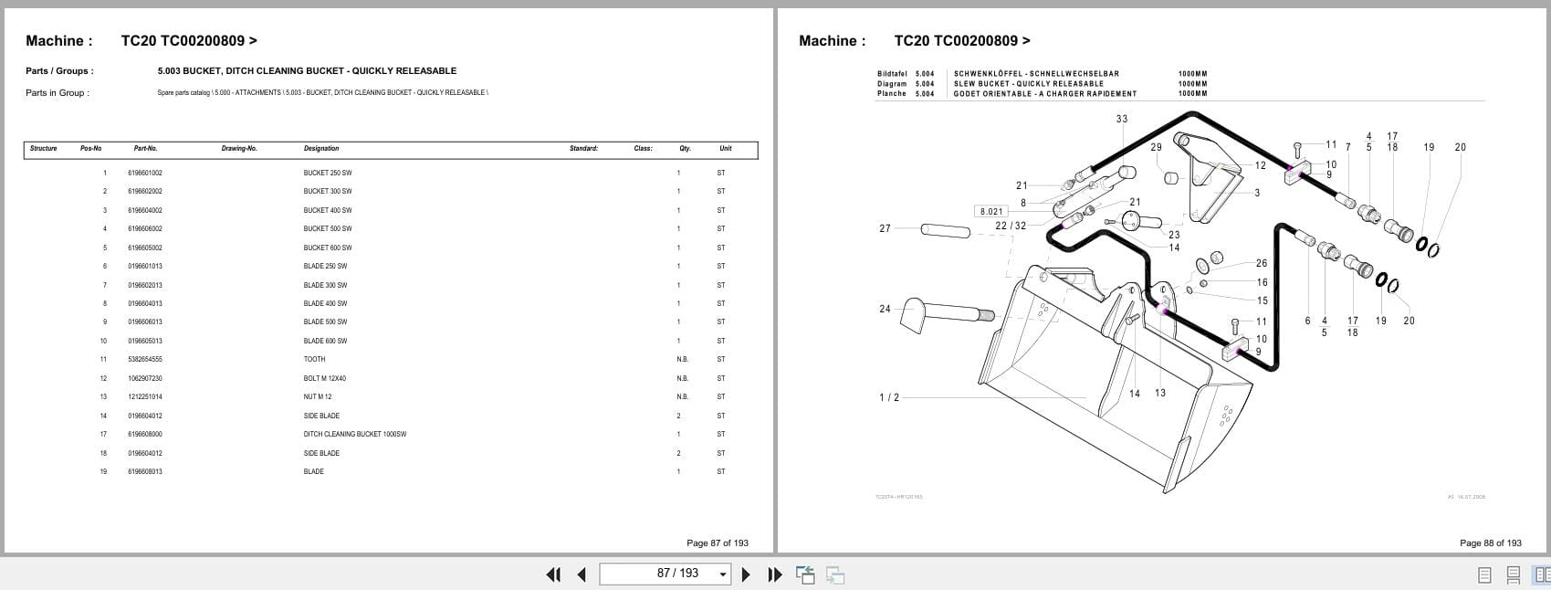 Terex Mini Excavator TC20 TC00200809  Spare Parts Catalog (2)