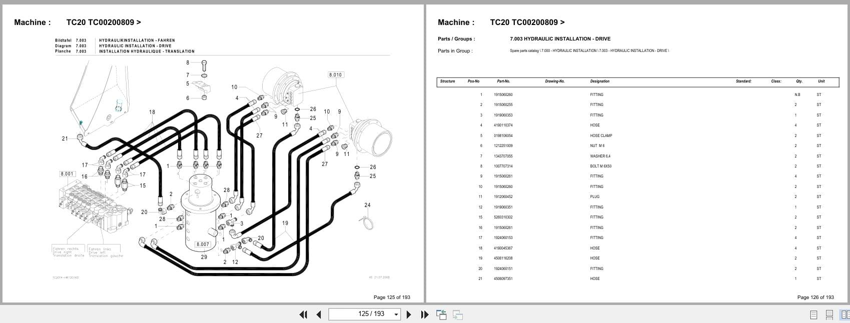 Terex Mini Excavator TC20 TC00200809  Spare Parts Catalog (3)