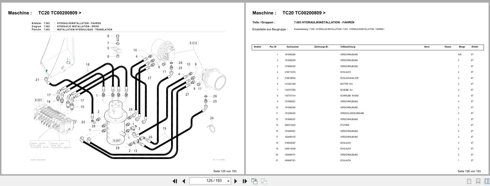 Terex Mini Excavator TC20 TC00200809  Spare Parts Catalog DE (3)