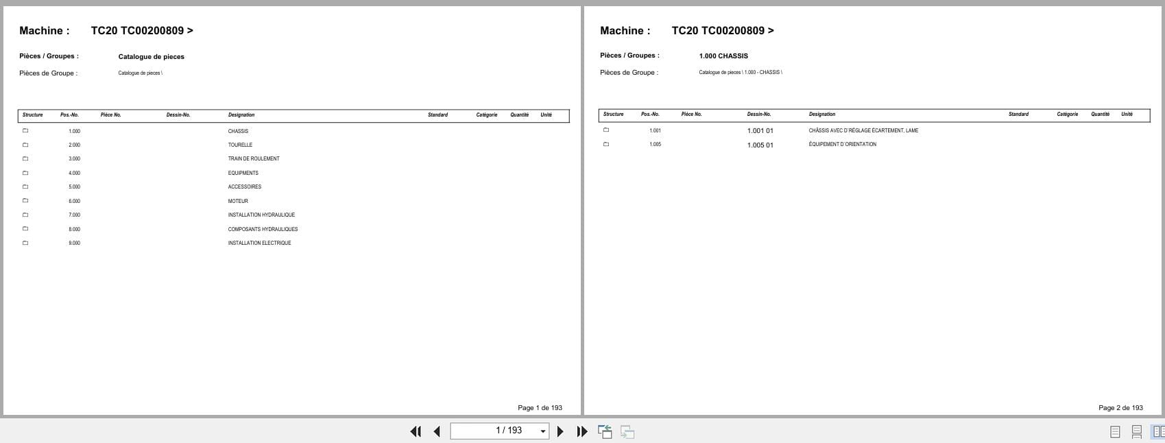 Terex Mini Excavator TC20 TC00200809  Spare Parts Catalog FR (1)