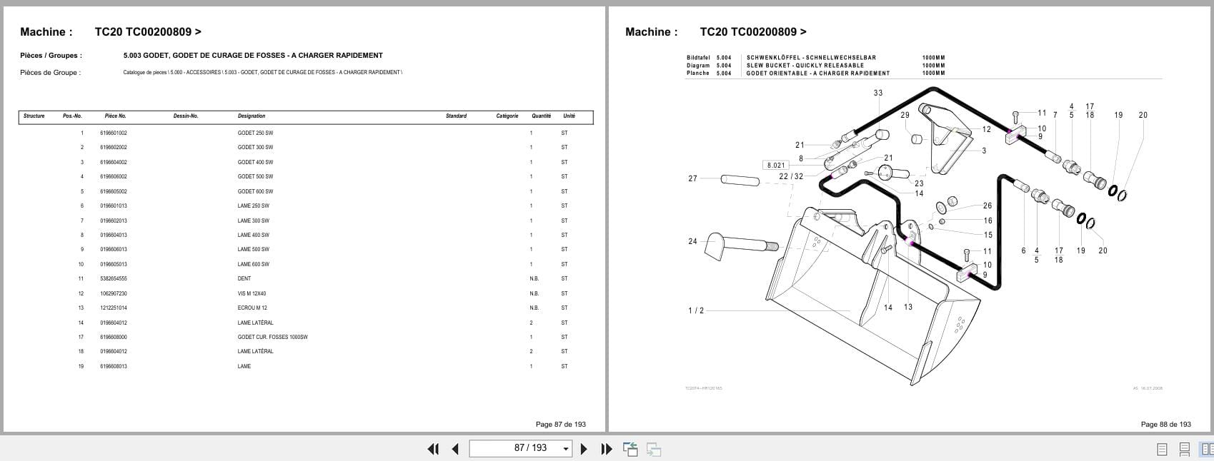 Terex Mini Excavator TC20 TC00200809  Spare Parts Catalog FR (2)