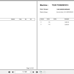 Terex Mini Excavator TC25 TC00250101  Spare Parts Catalog (1)