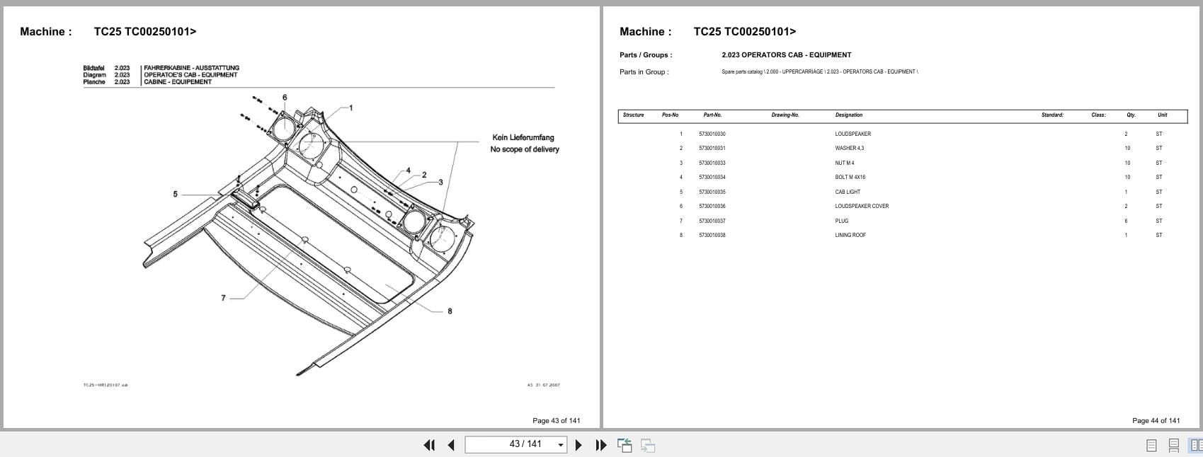 Terex Mini Excavator TC25 TC00250101  Spare Parts Catalog (2)