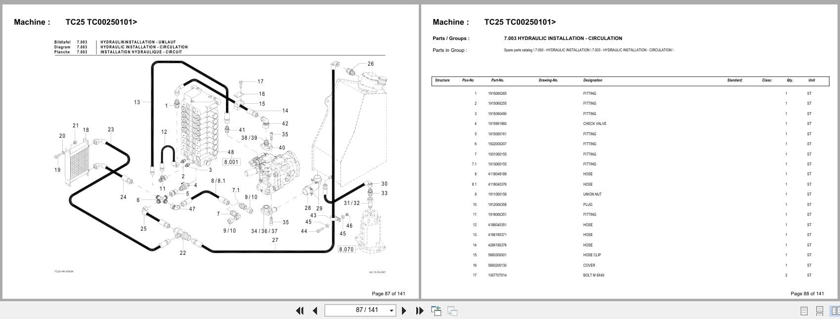 Terex Mini Excavator TC25 TC00250101  Spare Parts Catalog (3)